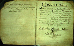 Asztalosch "Constitutioja" 1754-bl